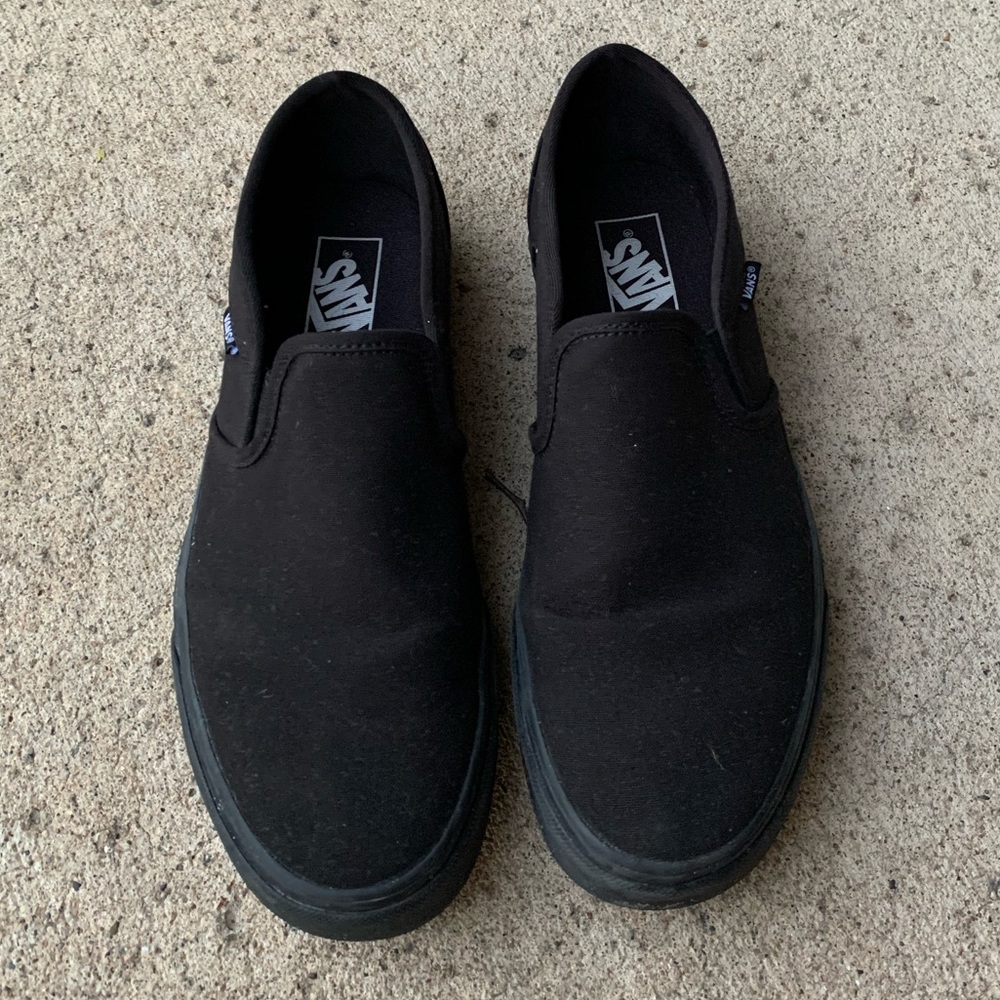 All Black Slip On Vans